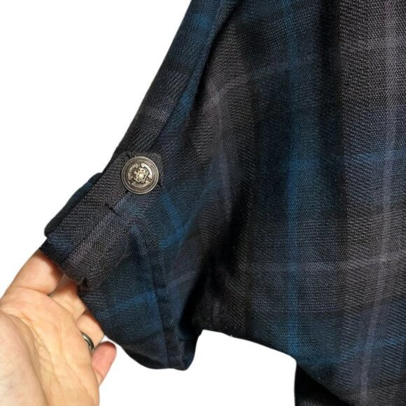 Body Bag by Jude Retro Cowl Neck Short Sleeve Midi Dress Blue Plaid - Picture 2 of 4